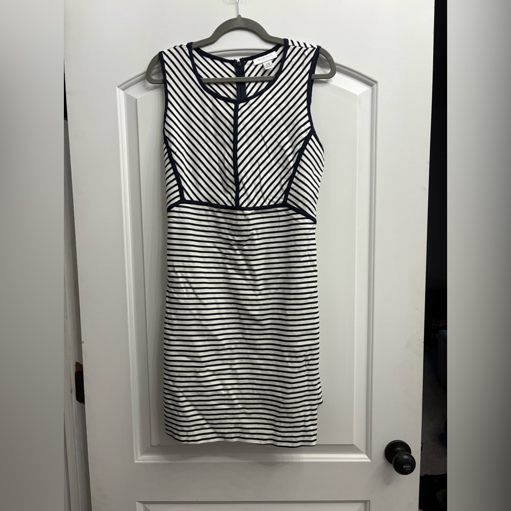 Motherhood Maternity black and White Striped Mini Dress